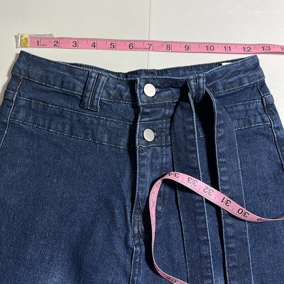 Pantete Womens High Waisted Bell Bottom flare belted Jeans size M NWTs - Picture 7 of 11